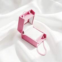 3pcs/1pc Elegant Pink Flocked Ring Box With Transparent Window, Portable Handheld Jewelry Box Suitable For Travel, Fashionable Packaging For Graduation Gifts And Special Occasions - Multicolor - View 5