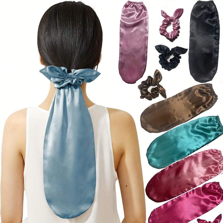 Long Hair Sleep Cap, Satin Sleep Bonnet, Soft And Breathable, Suitable For Women, Protects Long Hair, Reversible Night Cap, Hair Cover Protector, Wig Protector, Convenient For Daily Use - Multicolor - View 1