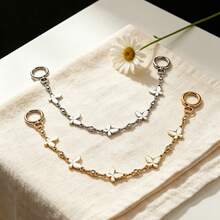 Butterfly + Circle Buckle Alloy Metal Chain Strap, Gold And Silver Dual-Color Replacement Bag Strap, Niche Exquisite Handbag Crossbody Bag Decorative Chain - Multicolor - View 1