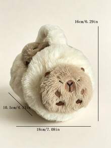 1pc Cartoon Capybara Plush 3D Ear Muffs, Warm Retractable Ear Covers, Suitable For Daily Winter Use - Multicolor - View 4