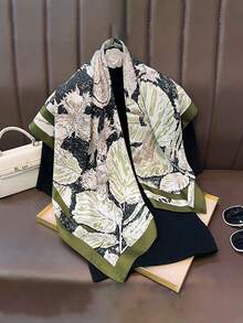1pc Vintage Diagonal Printed Large Square Shawl ,90cm/35.43in Size,For Fashion Commuting Professional Scarf,Casual Outings,Travel Dress Up - Multicolor - View 12