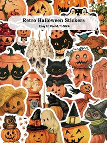 50pcs Retro Halloween Stickers For Guitar Suitcase Laptop Cases Scrapbooks Storage Boxes Decorative DIY Graffiti Stickers - A - View 9