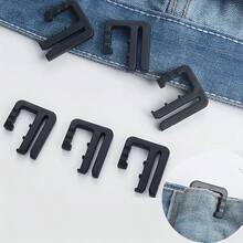 Adjustable Waist Belt Button Set - 1/3/5pcs Detachable Jeans Waist Belt, No-Sew Instant Buttons, Suitable For Denim Skirts And Pants, Plastic Material - Black - A - View 6
