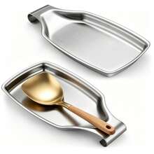 1/2pcs Kitchen Spoon Holder, Spoon Rest, Elegant Cooking Utensil Rack, Heat-Resistant Countertop Utensil Holder, Dishwasher , Perfect Gift For Wedding, Housewarming, Valentine's Day - Silver - View 11