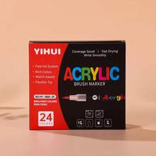 12/24/36 Colors Direct Liquid Acrylic Paint Pens, Soft Tip Acrylic Paint Markers, Suitable For Canvas, Stone, Wood, Glass, Ceramic, Fabric, Etc., DIY Craft Creation - Multicolor - View 11
