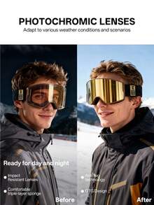 Kapvoe Photochromic Ski Goggles – Anti-Fog Snowboard Goggles For Men & Women – Protective Eyewear Set For Snow Sports & Snowmobiling - Multicolor - View 3