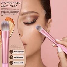 10Pcs Light Pink Professional Makeup Brushes Set , Premium Cosmetic Brushes For Powder , Blush , Foundation And Eye Detail Makeup , Practical Daily Makeup Kit For Beginners - Multicolor - View 6