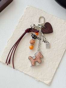 Vintage Wooden Horse Heart Keychain, Handmade Beaded Leather Rope Pendant, Versatile Bag Charm Accessory Small Gift, Suitable For Backpack Charm, Daily Bag Decoration, Holiday Party Gift, Back To School Gift, Women's Keychain, Car Keychain, Keychain Making Materials, Men's Keychain, Backpack Charm Keychain, Keychain, Keychain Pendant, Keychain Coin Purse, Bulk Keychains, Keychain Set, Keychain Accessories - Multicolor - View 10