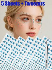 3/5 Sheets Self-Adhesive Face Gem Tattoo Stickers (3/4/5/6mm-165pcs) Rhinestone Stickers For Face, Hair, Body, Eyes, Suitable For Festivals, EDM Festivals, Parties, Halloween, Cosplay Makeup, DIY Nail Art Crafts - Multicolor - View 12