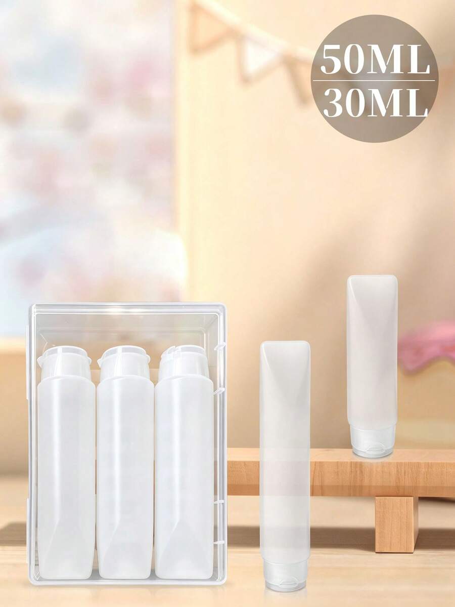30ml & 50ml Portable Travel Squeeze Bottle Set, Leak‑Proof Flip‑Cap Refillable Empty Cosmetic Tubes For Shampoo Lotion Toiletry Travel Use - Multicolor - View 1