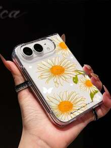1 pc Casing Ponsel Lipat Elemen Bunga Daisy Bahan PC Transparansi Tinggi yang Modis, Lucu dan Simpel, Dapat Melindungi dan Mencegah Jatuh untuk: Samsung Galaxy Z Fold 8/ Duo - Clear - View 3