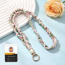 Scrunchie Fabric Neck Lanyard , Teacher Lanyard With Clear ID Badge Card Holder, Leopard Checkerboard Print Solid Color Neck Strap For Work ID Card Ke - Multicolor - View 16