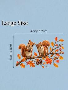 Maple Branch, Squirrel, Pine Cone Window Stickers - Self-Adhesive Decals, Autumn Decor, Halloween Decor, Suitable For Autumn Thanksgiving Decor, Halloween Home Decor - Multicolor - View 8