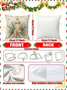 4pcs Elegant Christmas Pillow Covers, Champagne Gold Christmas Tree, Lantern, Crystal Ball And Christmas Stocking Print, Suitable For Sofa Bedroom Holiday Home Decor, Pillow Insert Not Included - Multicolor - View 3