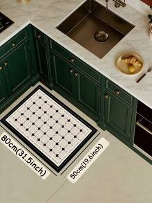 1pc Retro Checkered Pattern Pattern Kitchen Mat, 3.5 Mm Soft Rubber That Absorbs Water And Is Easy To Clean. Suitable For Corridors, Bathrooms, Living Rooms, Outdoor Door Mats, And Toilets. Useable Throughout The Year And For Various Holidays. - Multicolor - View 15