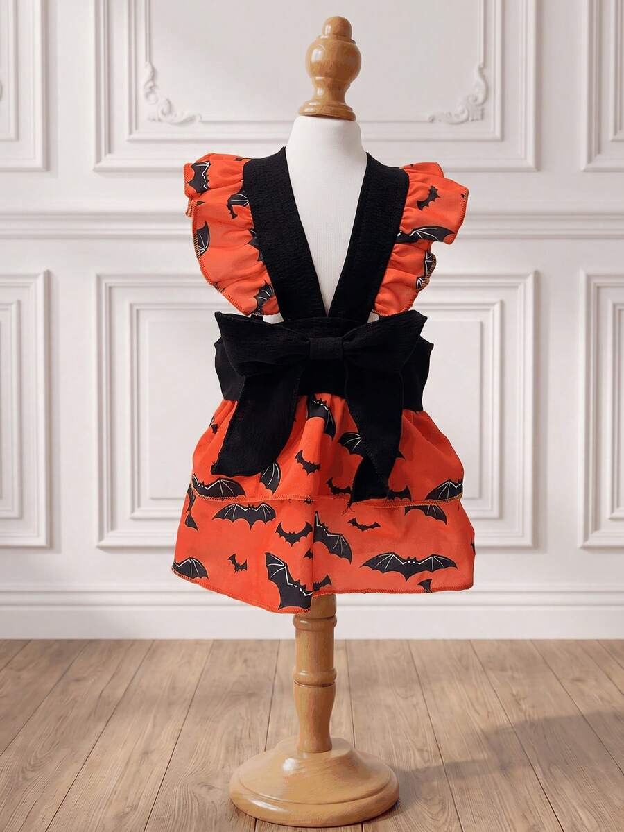 LUCKIE PAW 1pc Black Bat Pattern Pet Dress, Physical Flea Protection, Reduces Shedding, Heat Insulation, Breathable, Suitable For Small And Large Dogs And Cats, Indoor And Outdoor - Orange - View 1