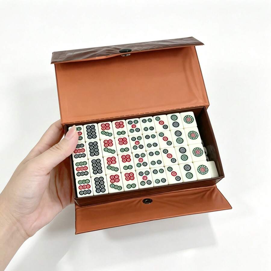Travel Essential Mahjong Set: 144 Pieces, Durable Compact ABS Material - Classic Fun, Suitable For Travelers Aged 14 And Above, Mini Mahjong - Multicolor - View 1