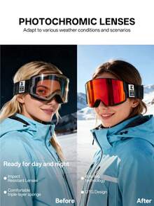 Kapvoe Photochromic Ski Goggles – Anti-Fog Snowboard Goggles For Men & Women – Protective Eyewear Set For Snow Sports & Snowmobiling - Multicolor - View 2