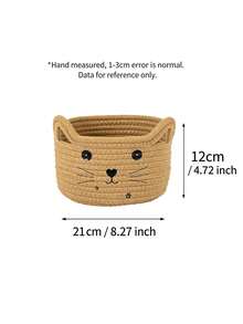 6pcs/1pc Multicolor Cat Face Pattern Storage Basket, Rope Woven Round Basket With Cat Ear Decor, Large Capacity Sundries Organizer Bin For Bedroom, Living Room, Bathroom, Home Daily Use All‑Season - Multicolor - View 11
