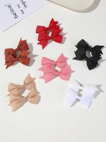 12pcs Girls Coffee Color Minimalist Basic Bow Hair Clips Side Clips Back Of Head Clips Alligator Hair Clips Hair Accessories Christmas Valentine's Day Back To School Daily Use - Multicolor - View 6