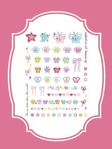 STARTTOOS Sweet Cute Y2K Rainbow Butterfly Star Heart Pattern Mini Tattoo Sticker For Fingers, Behind Ears And Small Areas, 1pc - Multicolor - View 2