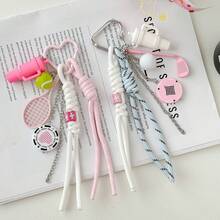 Sports Style Tennis & Golf Racket Keychain, Handmade Braided Rope Bag Charm, INS Sweet Girl Backpack Pendant, Perfect Gift For Girlfriend - Multicolor - View 2