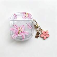Transparent Butterfly Lily Flower Protective Case Compatible With Apple Pro 2nd Generation Wireless Bluetooth Earbuds Pro Soft Minimalist Unisex Protective Shell 2 3rd Generation Girl 4th Generation Protective Shell - Pink - View 8