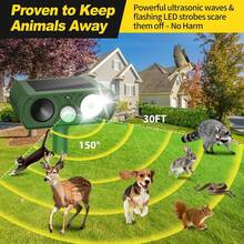 TOUCHBeauty 1pc Solar Ultrasonic Animal Repeller,300mAh Battery,Waterproof Outdoor Animal Repellent With PIR Motion Sensor,6‑8M Protection Range,Solar Powered Deterrent For Cats,Dogs,Foxes,Raccoons,Mice,Birds,Yard Lawn Garden Use - 1 Pc - View 5