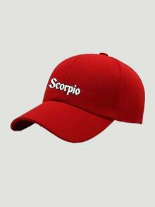 12 Zodiac Signs Baseball Cap, Retro Gothic Letter Print Red Dad Hat, Adjustable Unisex Casual Hat, Ideal Festival Party Daily Accessory ‑Lover Gift - Red - View 22