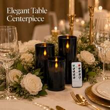 3 Packs Remote Control Flameless LED Candles, Simulating Realistic Flame Flickering, Decorative LED Candles Suitable For Home, Weddings, And Holiday Romantic Parties, Powered By 2 AA Batteries (Not Included) - LED Pillar Candles - View 3