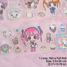 35cm/Loop Cute Y2K Space Girl Character Sticker Die Cut Dispensing Sticker DIY Deco Card Journal Scrapbooking Photo Card Phone Case Collage Supply - Black - View 9
