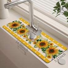 1 buah Keset Penyerap Keran Wastafel, Motif Bunga Matahari, Keset Drainase, Cocok Untuk Wastafel Dapur, Kamar Mandi, Meja Dapur, Keset Drainase, Bahan Tanah Diatom, Dapat Dipotong, Keset Cepat Kering - MultiWarna - View 11
