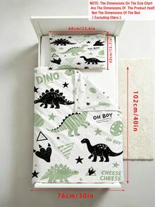 2PCS Green Black Dinosaur Bedding Set For Children Beds Crib Giving Gifts During Holidays (No Filling Material) 100% Polyester - Multicolor - View 12