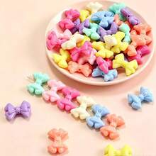 10PCS/30PCS Acrylic Colorful Double Layer Bow Beads, Macaron Spring Color Series Bow Beads, Suitable For Handmade DIY Beading, Hanging Decorations, Jewelry Matching, Craft Making, Jewelry Accessories - Colorful Double-layer Bow Tie - View 1