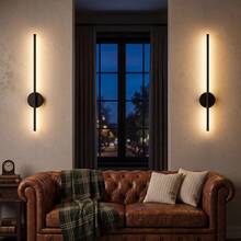 Long Rechargeable Wireless LED Wall Light, Dimmable Battery Powered Wall Lamp, Suitable For Bedroom, Living Room, Staircase, Hallway, Rental Home Decor Gift - Black - View 11