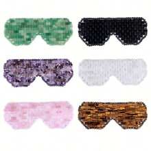 Multiple Natural Stone Masks - Including Rose Quartz, Clear Quartz, Obsidian, White Stone, Jade, Yellow Tiger Eye, And Extra Large | Rough Stones With Black/Yellow Impurities And Cracks | Unisex - Multicolor - View 2
