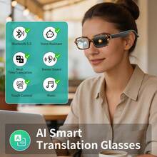 AI Smart Glasses | 8-In-1 AI Smart Audio Glasses With 100+Real-Time Translation, Wireless Connection,AI Assistant,Wireless BT Fashion Glasses For Men Women, Touch Control,Supporting Wireless Calling/Call Noise Reduction/Audio Playback Gift - View 16