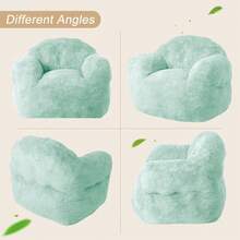Faux Rabbit Fur Bean Bag Chair with Armrests, Soft Cozy Foam-Filled Sofa with High Elasticity Sponge & Durable Upholstery for Living Room Bedroom Dorm Apartment - Verde - Ver 4
