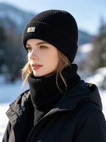 Autumn/Winter Knitted Hat, Windproof & Warm, Solid Color, Casual, 2 Ways To Wear, Suitable For Indoor/Outdoor, One Hat For All Occasions - A - View 2
