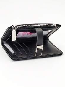 Women's Short Colorblock Patchwork Wallet, Fashionable Leopard & Tree Pattern Multifunctional ID Card Holder, Exquisite Fashionable Snap Closure Large Capacity Zipper Card Holder Coin Purse, Lightweight Convenient To Carry, Suitable For Holiday Gifts - Coffee - View 5