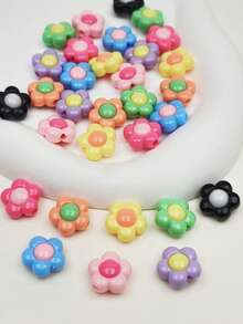 20pcs Sweet Cute Colorful Flower Beads DIY Jewelry Making And Decoration Beads For Phone Chain, Keychain, Necklace - Solid Color Floral - View 2