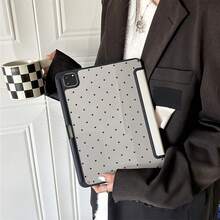 1pc Black Lace Vintage Cursive Script Black Polka Dot Tablet Case Foldable Stand With Multiple Viewing Angles For Work & Entertainment, Protective Tablet Case With Pen Slot Compatible With IPad Pro 2024/Air M3/A16 2025,Compatible With XIAOMI,Compatible With SAMSUNG,Compatible With Huawei Matepad - Multicolor - View 3