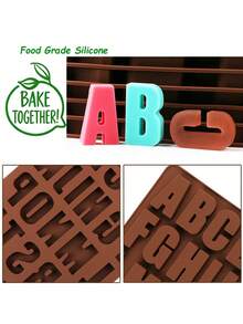 1pc Silicone Mold With 26 Large Letters Alphabet Crayon Chocolate Jelly Ice Cube Tray, Alphabet Shaped Silicone Moulds For Handmade Soap, Cake Decorating Tools - Coffee Brown - View 4