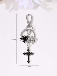 1pc Halloween Cross Heart Bat Skull Skeleton Spider Spider Web Star Dice Sword Backpack Charm Creative Gift - Multicolor - View 7
