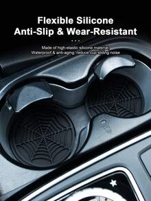 Creative Silicone Car Cup Holder Coaster, Round Universal Anti-Slip Cup Mat, Halloween Personalized Car Interior Decor, Waterproof Wear-Resistant Easy To Clean, Gothic Style Car Interior Accessory - Multicolor - View 4