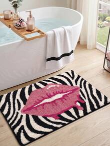 1pc Bathroom Rug Mat, Flocked Soft Touch, Pink Leopard Print, TPR Non-Slip Backing, Suitable For Kitchen, Outdoor, Indoor, Hallway, Bedroom, Living Room Bedside, Machine Washable Easy To Clean, Autumn Bathroom Decor Rug - Multicolor - View 4