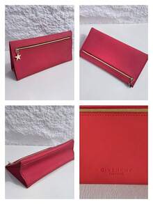 Portable Slim Red Travel Makeup Pouch Gold Zipper With Star Pendant Embossed Logo Toiletry Storage Cosmetic Case For Personal Use Or As A Gift - Givenchy Cosmetic Bag - Red - View 6