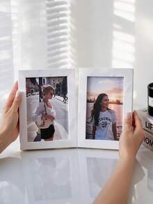 1/3pcs Minimalist White Photo Frame, Tabletop Display Picture Frame For Home Bedroom Living Room Decor, Desktop Photo Holder For Family Photo Portrait Gift - White - View 2