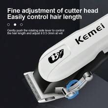 Kemei Professional Hair Clipper, LCD Digital Display Wireless Hair Trimmer, Type-C Fast Charging Stainless Steel Blade Hair Clipper, Suitable For Men's Salon Home Hair Cutting And Trimming Set - White - View 5