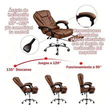 Ts Silla Ejecutiva Ergonómica Reclinable Masaje Ajustable - Marrón - Ver 5